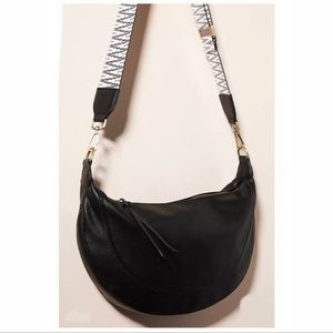 Anthropologie Urban Originals Luna Slouchy Black Vegan Leather Crossbody Bag